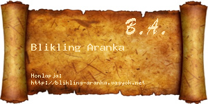 Blikling Aranka névjegykártya